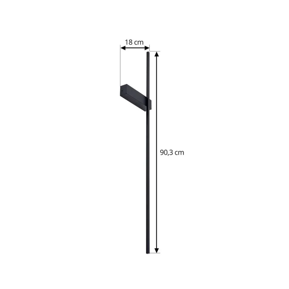 Lindby LED-væglampe Natsumi, sort, aluminium, 90 cm