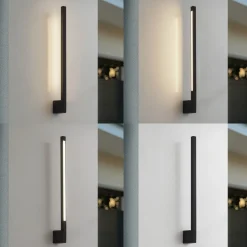 Lindby LED-væglampe Neano, 60 cm, sort, metal, IP54