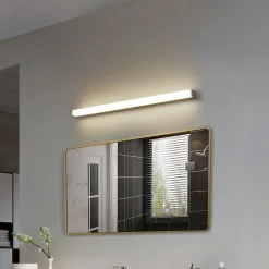 Lindby LED-væglampe Philippa, kantet, 89 cm, aluminiumsfarvet, IP44