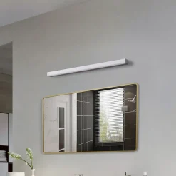 Lindby LED-væglampe Philippa, kantet, 89 cm, aluminiumsfarvet, IP44