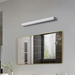 Lindby LED-væglampe Philippa, kantet, 59 cm, aluminiumsfarvet, IP44