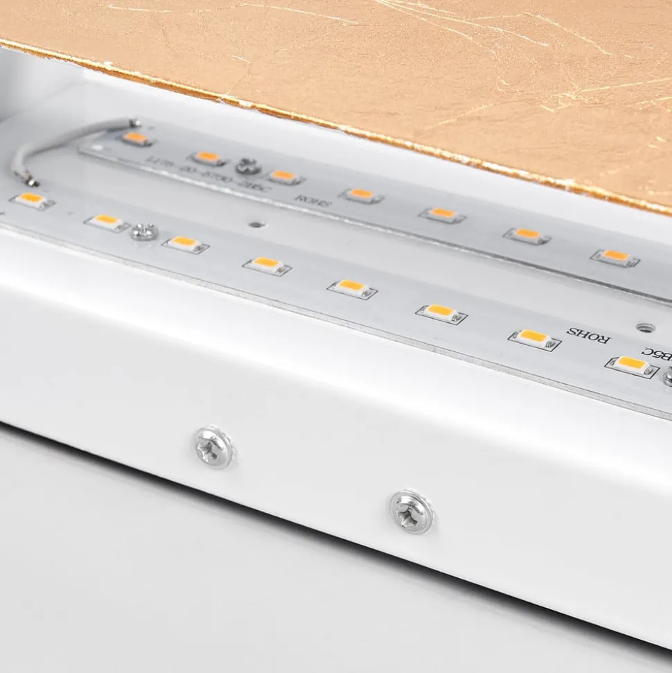 Lindby LED-væglampe Quentin, 23 cm bred, guldfarvet, metal
