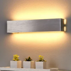 Lindby LED-væglampe Ranik, 40 cm, aluminiumsfarvet, metal