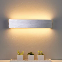 Lindby LED-væglampe Ranik, 40 cm, aluminiumsfarvet, metal