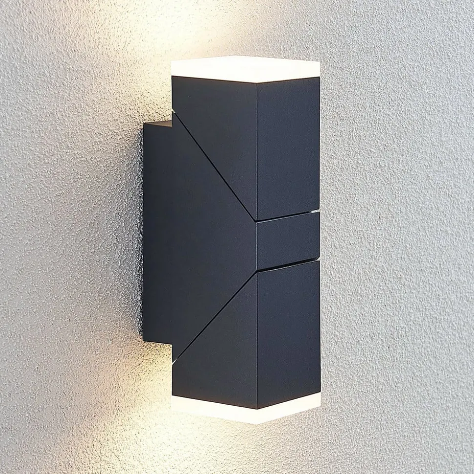 Lindby LED-væglampe Sally, 22 cm, antracit, IP54