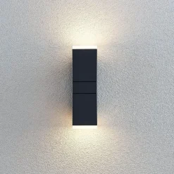 Lindby LED-væglampe Sally, 22 cm, antracit, IP54