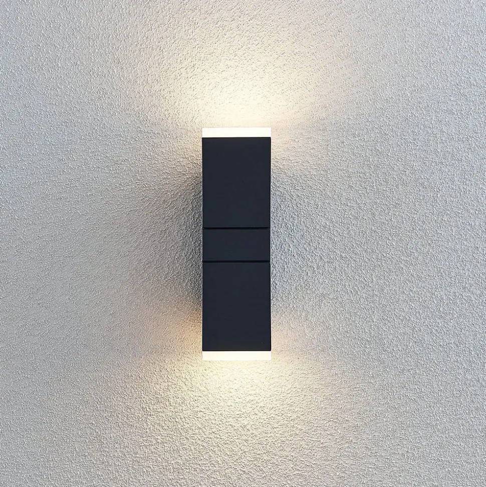 Lindby LED-væglampe Sally, 22 cm, antracit, IP54