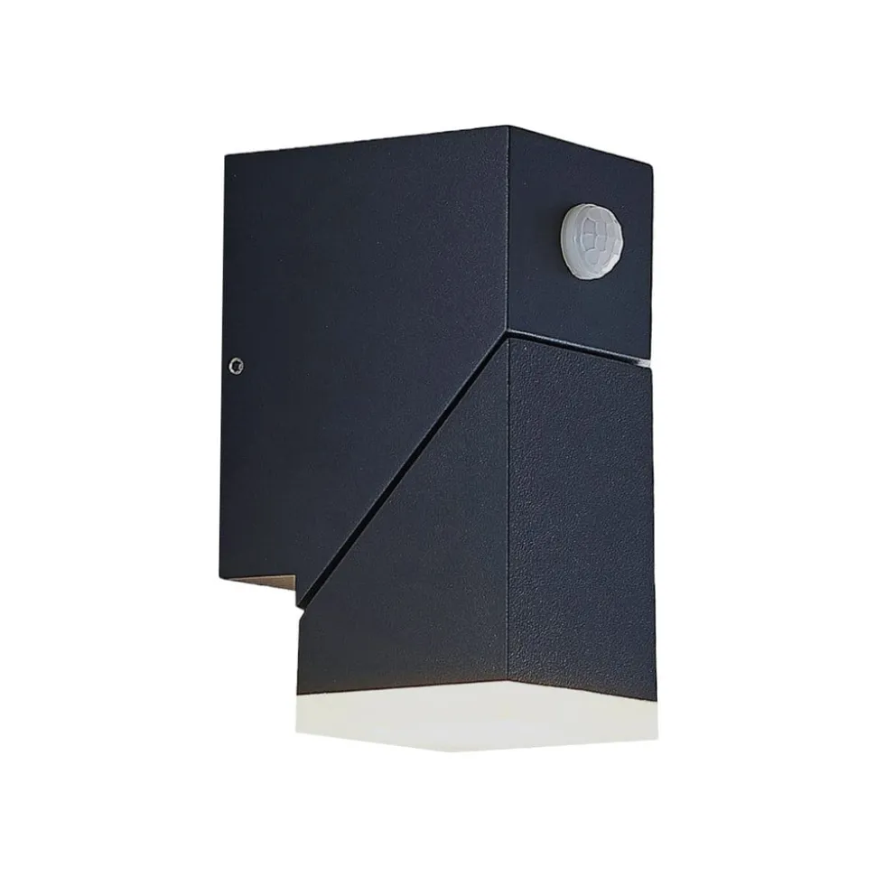 Lindby LED-væglampe Sally, 15 cm, antracit, IP54, sensor