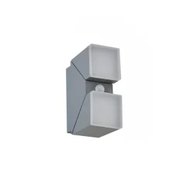 Lindby LED-væglampe Sally, 22 cm, grå, IP54, sensor