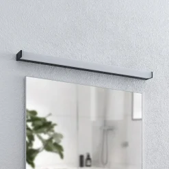 Lindby LED-væglampe til badeværelset Ulisan, 89 cm, sort, kantet