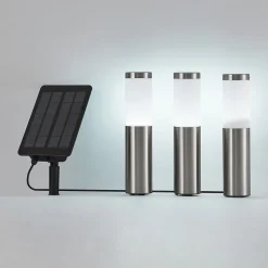 Lindby Lexiane LED-solcellelamper, 3-sæt, stål