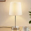 Lindby Leza bordlampe, krom, hvid skærm