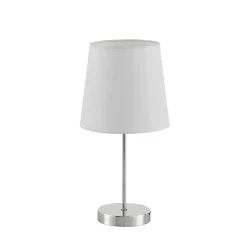 Lindby Leza bordlampe, krom, hvid skærm