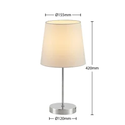 Lindby Leza bordlampe, krom, hvid skærm