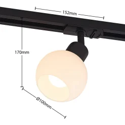 Lindby Linaro skinnespot, E14, sort, Ø 10 cm, 1-faset