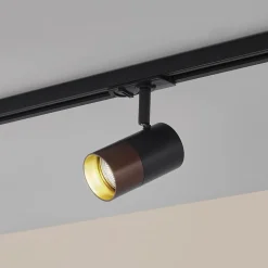 Lindby Linaro skinnespot, GU10, Ø 6 cm, sort/brun