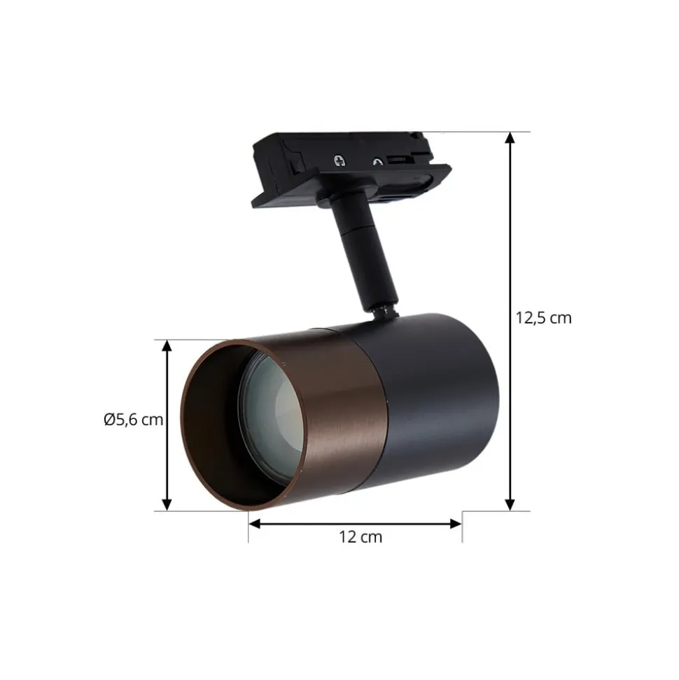 Lindby Linaro skinnespot, GU10, Ø 6 cm, sort/brun