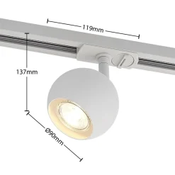 Lindby Linaro skinnespot, GU10, Ø 9 cm, hvid, 1-faset