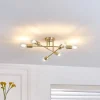 Lindby loftlampe Aloria, 6 lyskilder, guld, metal, E27