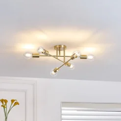 Lindby loftlampe Aloria, 6 lyskilder, guld, metal, E27