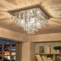 Lindby loftlampe Annica, kantet, krom, metal, 42 cm