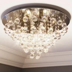 Lindby loftlampe Annica, rund, krom, metal, Ø 46cm