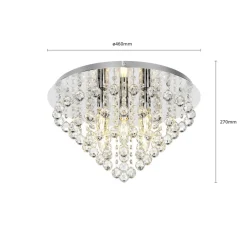 Lindby loftlampe Annica, rund, krom, metal, Ø 46cm