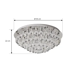 Lindby loftlampe Antonino, 8 lyskilder, krom, krystal, 55 cm