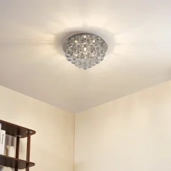 Lindby loftlampe Antonino, 4 lyskilder, krom, krystal, 35 cm