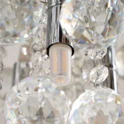 Lindby loftlampe Antonino, 4 lyskilder, krom, krystal, 35 cm