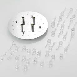 Lindby loftlampe Antonino, 4 lyskilder, krom, krystal, 35 cm