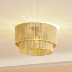 Lindby loftlampe Anuva, beige natur, papir, Ø 45 cm