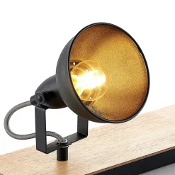 Lindby loftlampe Aylis, 2 lyskilder, 40 cm, sort, træ, E14