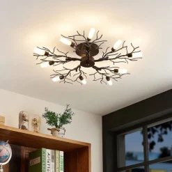 Lindby loftlampe Bigna, Ø 68 cm, 10 lyskilder, glas, metal