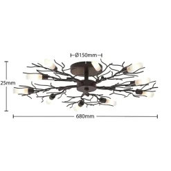 Lindby loftlampe Bigna, Ø 68 cm, 10 lyskilder, glas, metal