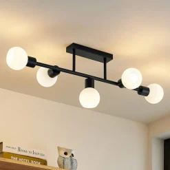 Lindby loftlampe Biscala, 5flg, sort/opal