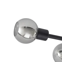 Lindby loftlampe Biscala, 5 lyskilder, sort/røget, E14