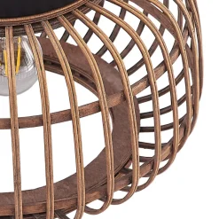 Lindby loftlampe Bominio, Ø 33 cm, rattan, træ, E27
