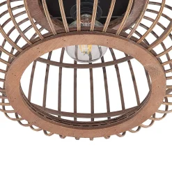 Lindby loftlampe Bominio, Ø 40 cm, rattan, træ, E27