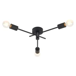 Lindby loftlampe Cerros, 3 lyskilder, sort, metal