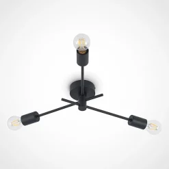 Lindby loftlampe Cerros, 3 lyskilder, sort, metal