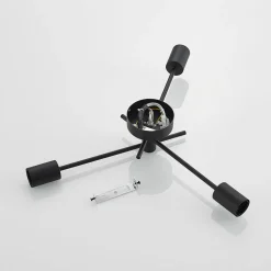 Lindby loftlampe Cerros, 3 lyskilder, sort, metal