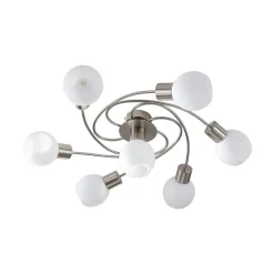 Lindby loftlampe Ciala, 7 lyskilder, nikkelfarvet, glas
