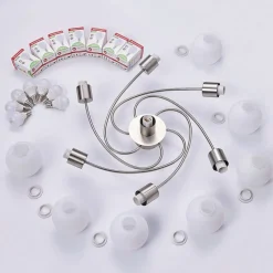 Lindby loftlampe Ciala, 7 lyskilder, nikkelfarvet, glas