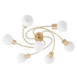 Lindby loftlampe Ciala, 7 lyskilder, messingfarvet, glas