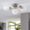 Lindby loftlampe Ciala, 3-lys, nikkelfarvet, glas