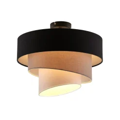 Lindby loftlampe Coria, sort/grå/hvid, Ø 40 cm, E27