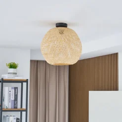 Lindby loftlampe Dabila, bambus, Ø 35 cm, E27