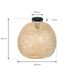 Lindby loftlampe Dabila, bambus, Ø 35 cm, E27
