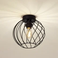 Lindby loftlampe Danika, Ø 25 cm, sort, metal